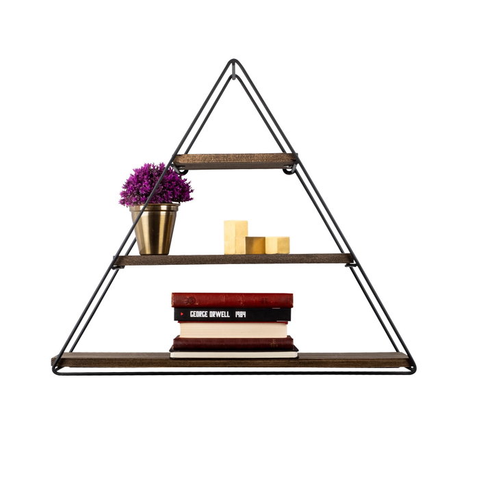 Hanah Home Hyacinth Estantería de Pared de Madera y Metal, Negro y Nogal